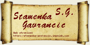 Stamenka Gavrančić vizit kartica